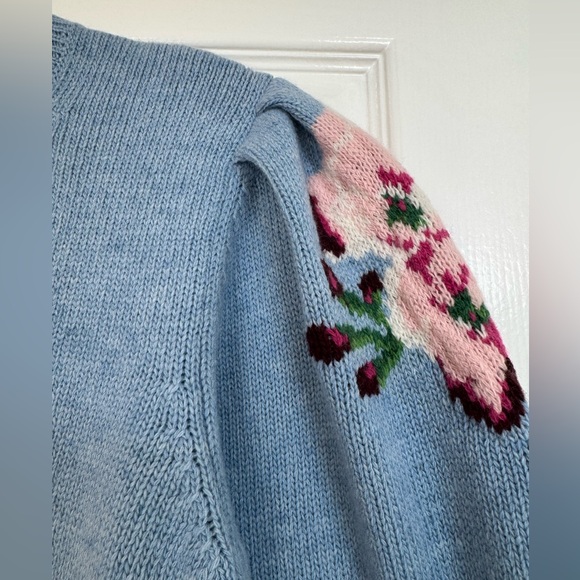 Gucci light blue Intarsia puff sleeve wool sweater - Picture 9 of 10